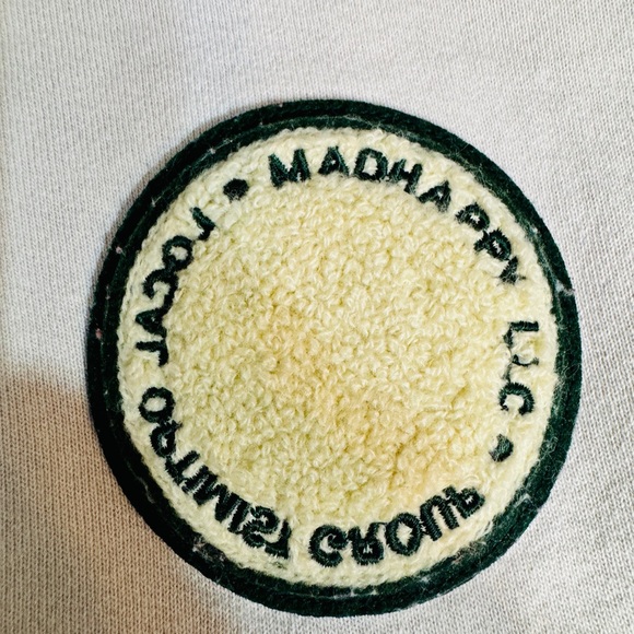 MAD HAPPY Cream Hoodie with Embroidered Logo Size XL - Picture 4 of 4